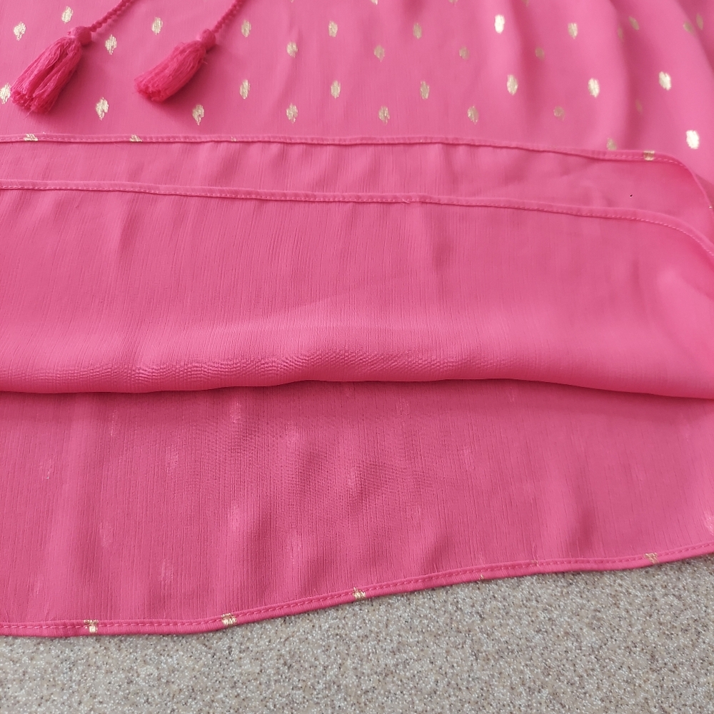 Juicy Couture Sleeveless V Neck Blouse Hot Pink with Gold Print  Sz XL - Picture 12 of 12
